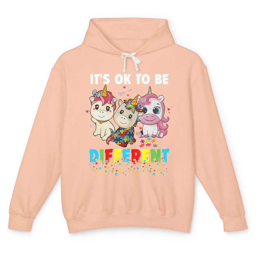 Autism Awareness Puzzles Baby Unicorn Okay To Be Different Unisex Lightweight Hoodie