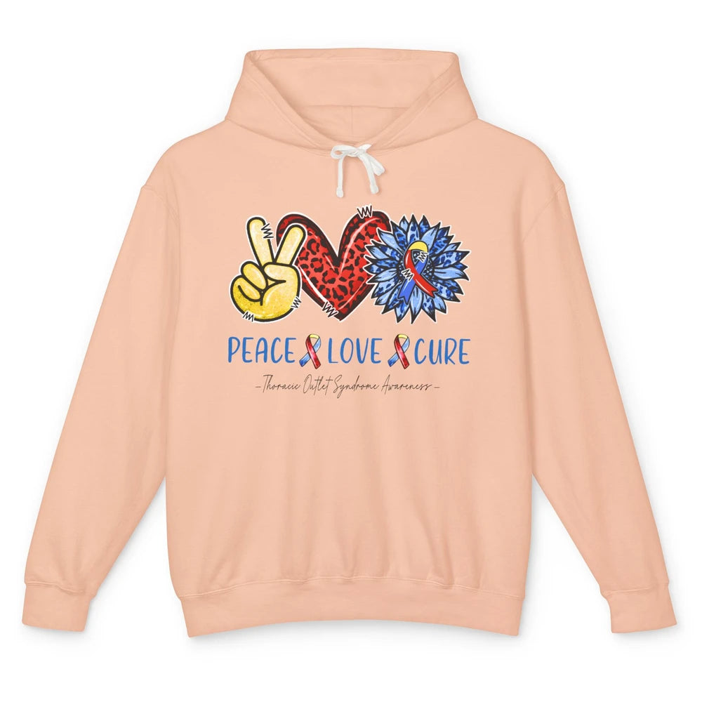 Thoracic Outlet Syndrome Awareness Peace Love Cure Sunflower Unisex Lightweight Hoodie