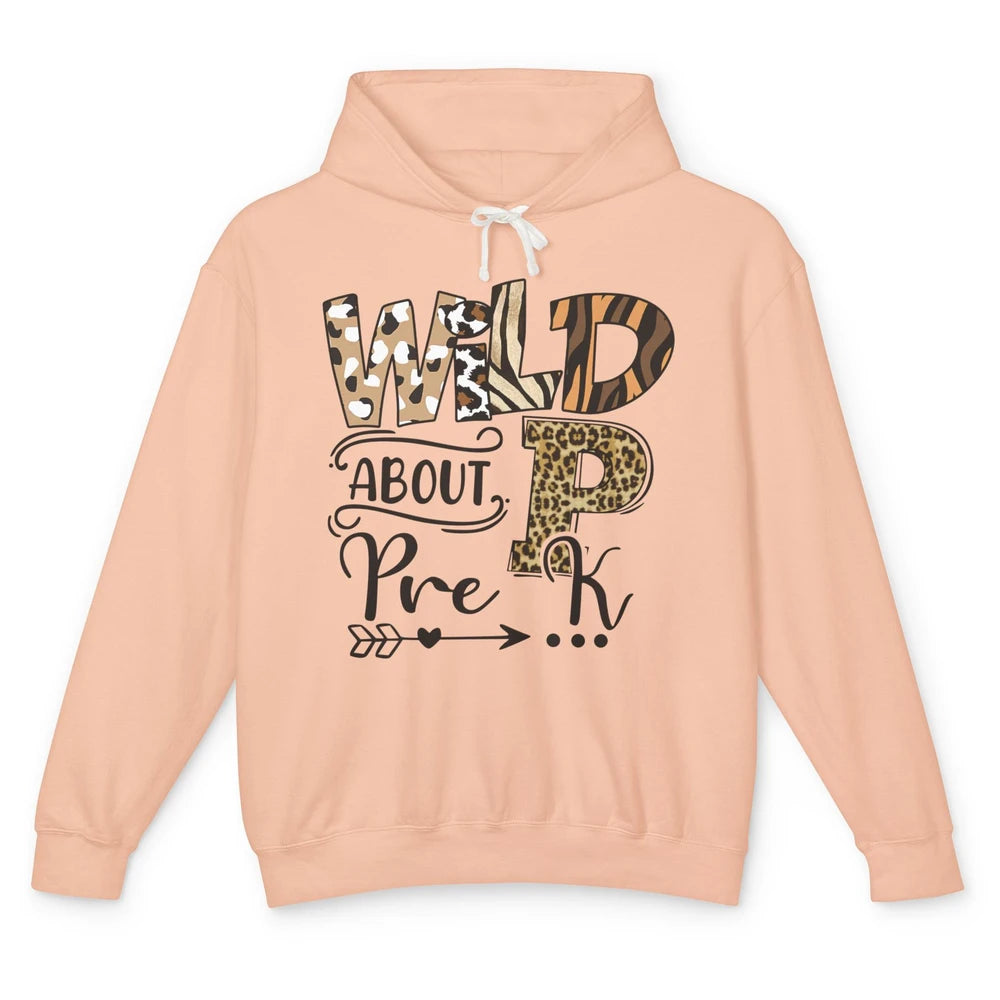 Wild About Pre-K Leopard Preschool Teacher Back To School Unisex Lightweight Hoodie