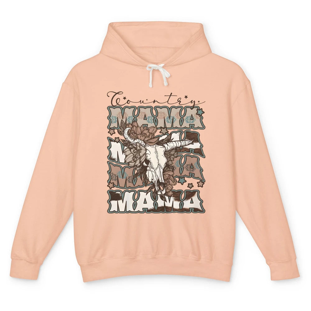 Floral Boho Bull Skull Country Mama Desert Spirit Western Unisex Lightweight Hoodie