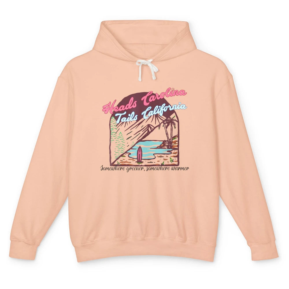 Western Heads Carolina Tails California Retro Beach Surf Unisex Lightweight Hoodie