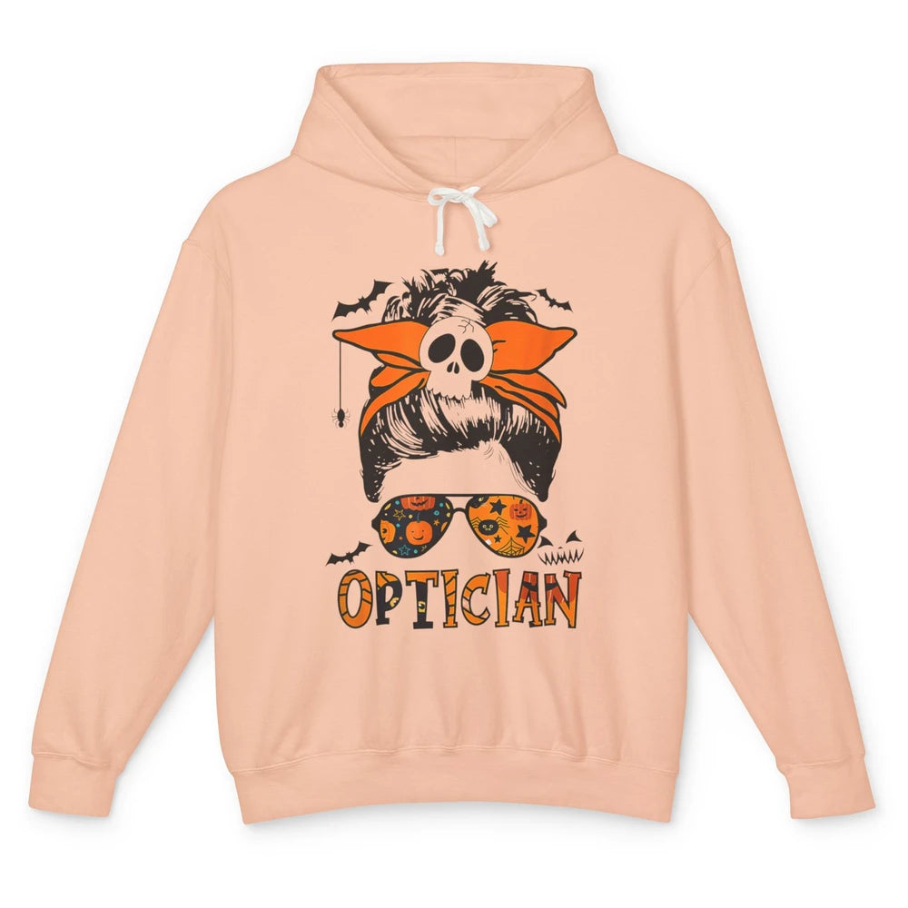 Optician Messy Hair Bun Eye Glasses Halloween Spooky Season Unisex Lightweight Hoodie