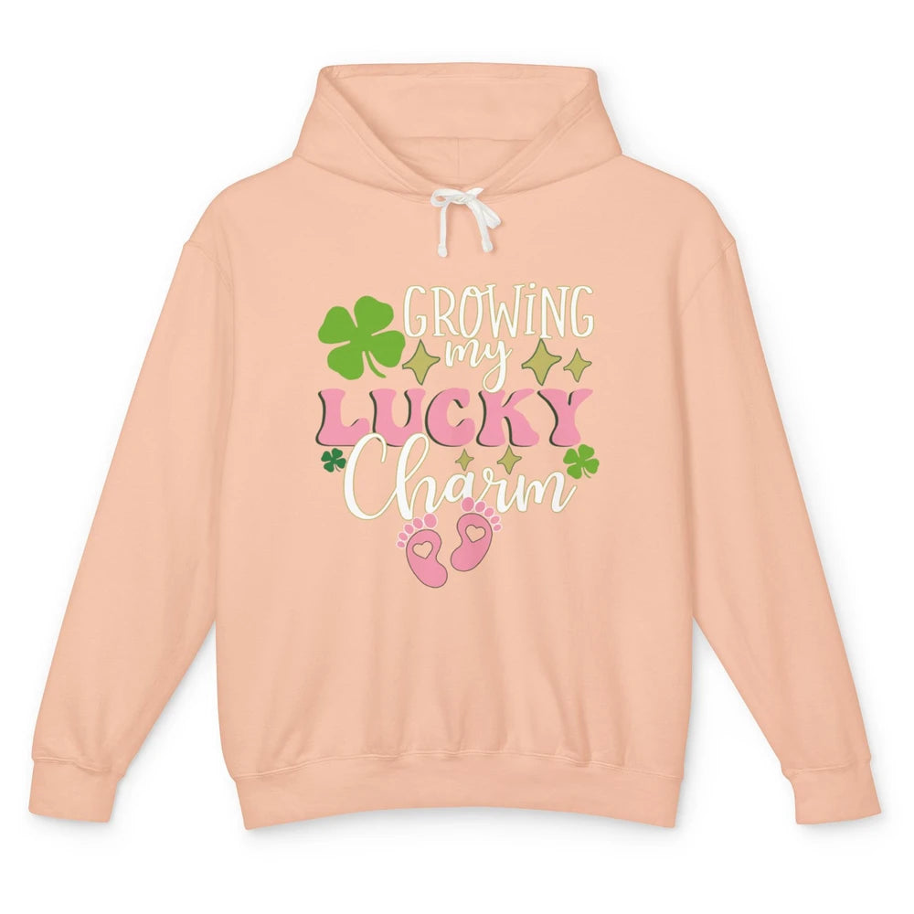 Growing Lucky Charm St Patricks Day Pregnancy Gender Reveal Unisex Lightweight Hoodie