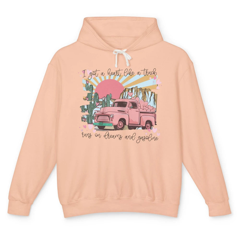 Western Sunset Cowgirl I Got Heart Like Truck Rodeo Cactus Unisex Lightweight Hoodie