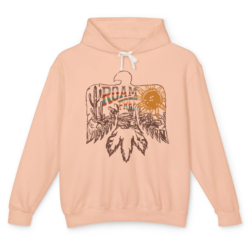 Retro Thunderbird Desert Cactus Roam Free Western Country Unisex Lightweight Hoodie