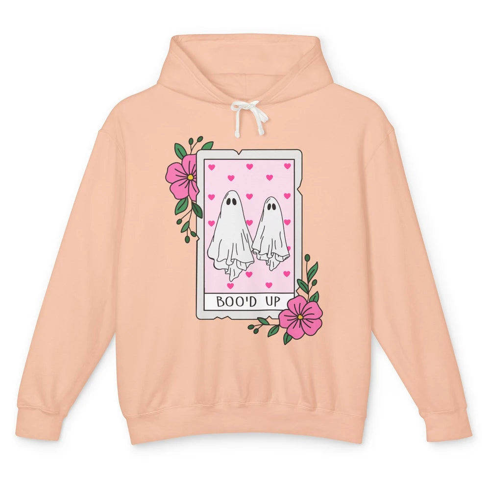 Floral Bood Up Tarot Card Valentines Day Spooky Ghost Couple Unisex Lightweight Hoodie