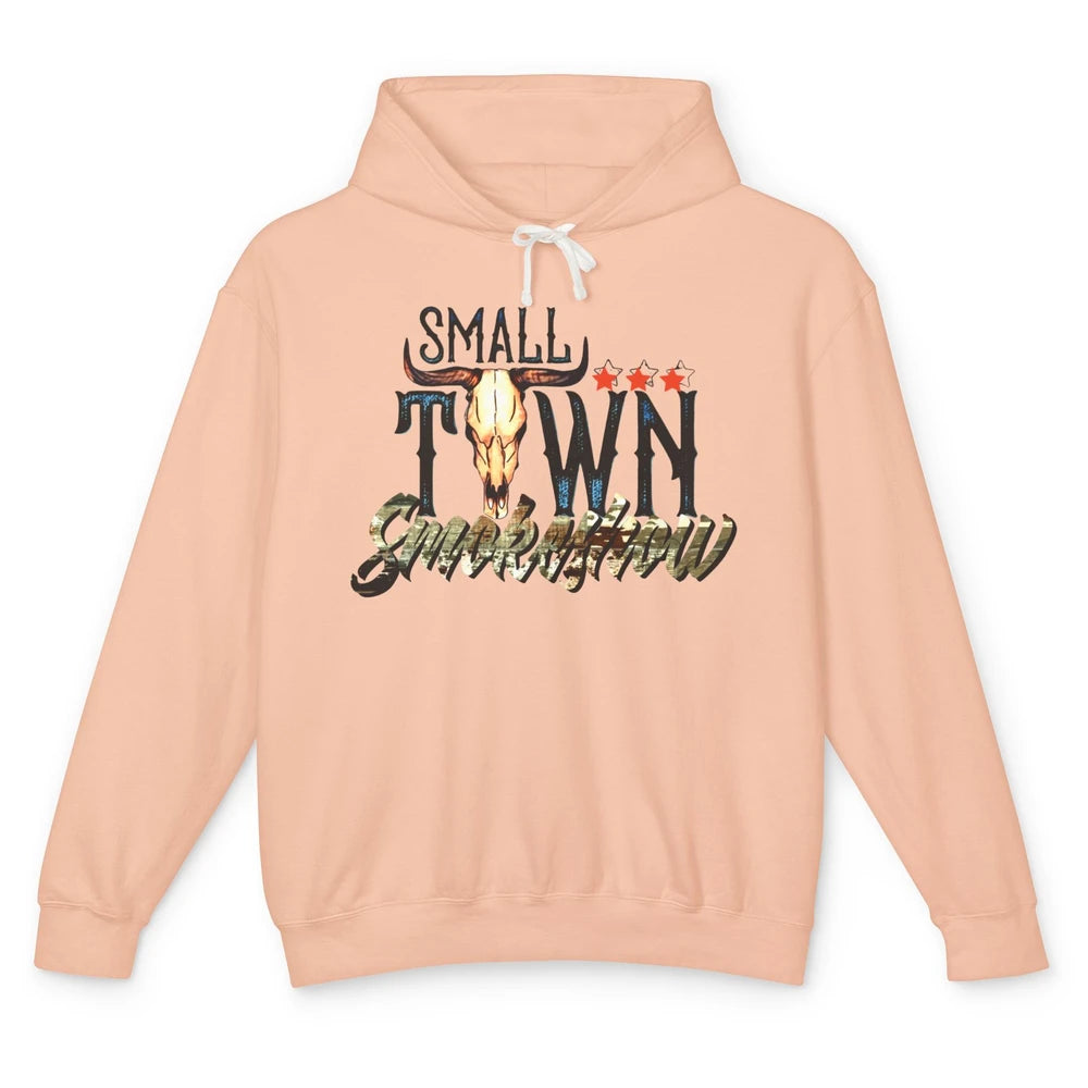 Boho Bull Skull Small Town Smokeshow Western Country Cowgirl Unisex Lightweight Hoodie