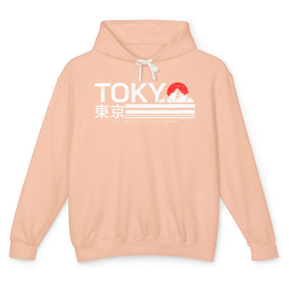 Vintage Sunset Mount Fuji Tokyo The Capital City Of Japan Unisex Lightweight Hoodie