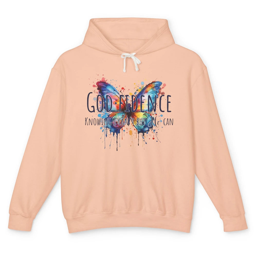 Christian God Fidence Know I Can't But He Can Inspirational Unisex Lightweight Hoodie