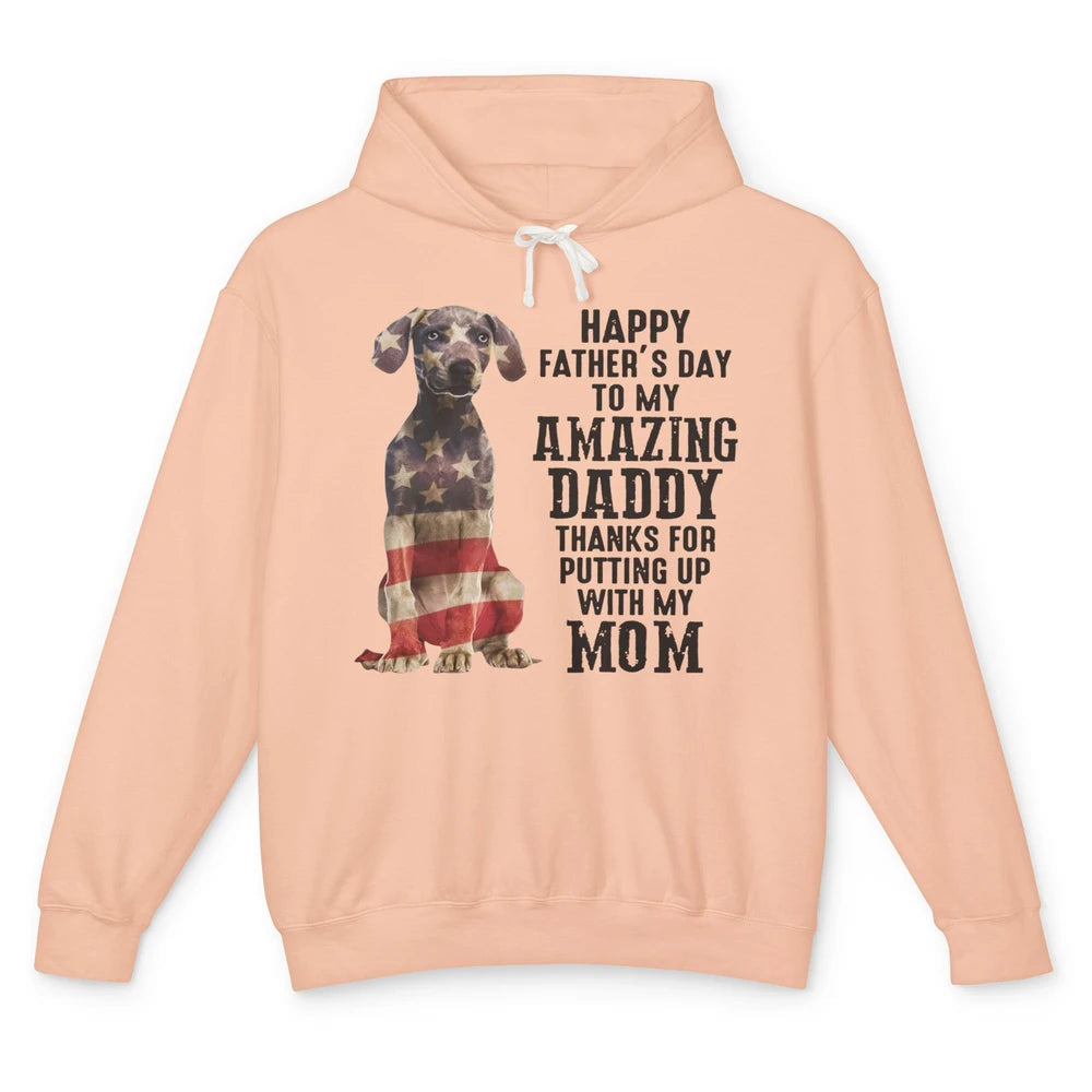 US Flag Weimaraner Dad Happy Fathers Day To My Amazing Daddy Unisex Lightweight Hoodie