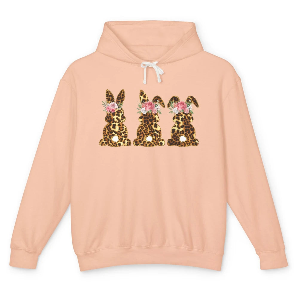 Leopard Bunnies With Flowers Cute Easter Day Bunny Lovers Unisex Lightweight Hoodie