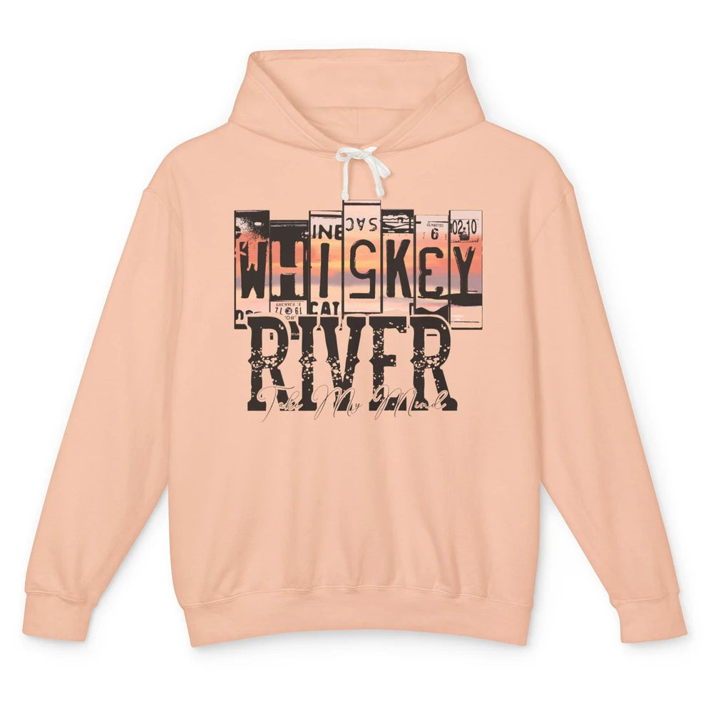 Retro Whiskey River Take My Mind Western Country Music Lover Unisex Lightweight Hoodie