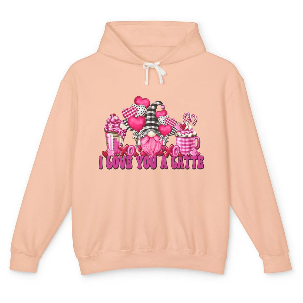 Pink Gnome And Valentines Day Latte Mugs I Love You Coffee Unisex Lightweight Hoodie