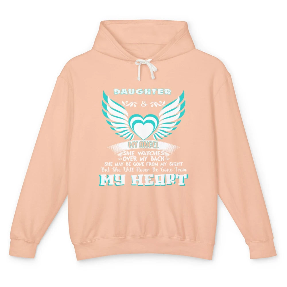 Angel Guardian She Watch Over My Back My Daughter In Heaven Unisex Lightweight Hoodie