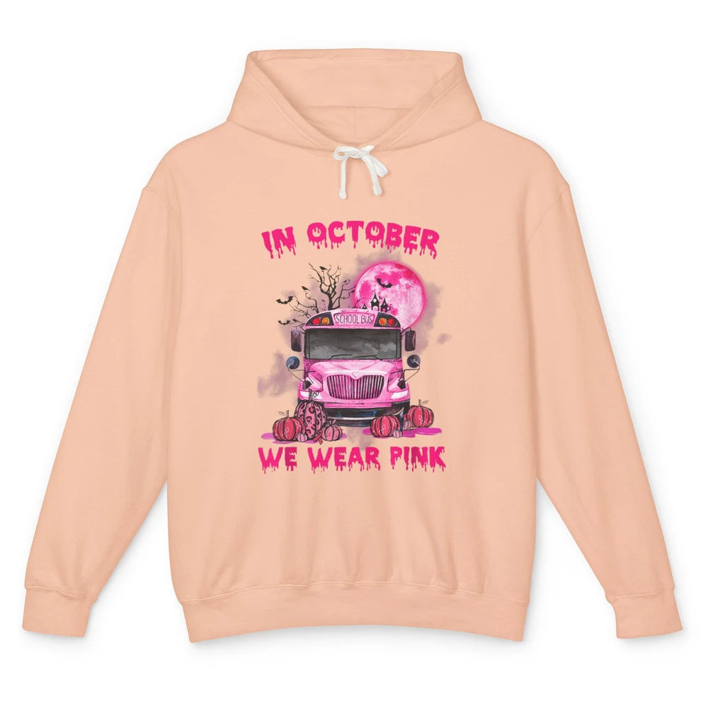 School Bus Driver Wear Pink Ribbon Breast Cancer Awareness Unisex Lightweight Hoodie