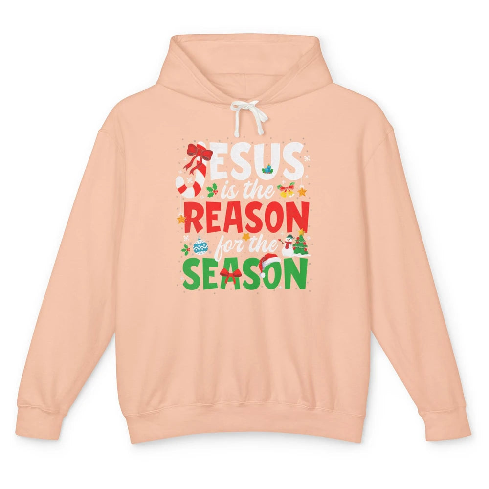 Merry Christmas Jesus The Reason For Season Xmas Candy Tree Unisex Lightweight Hoodie