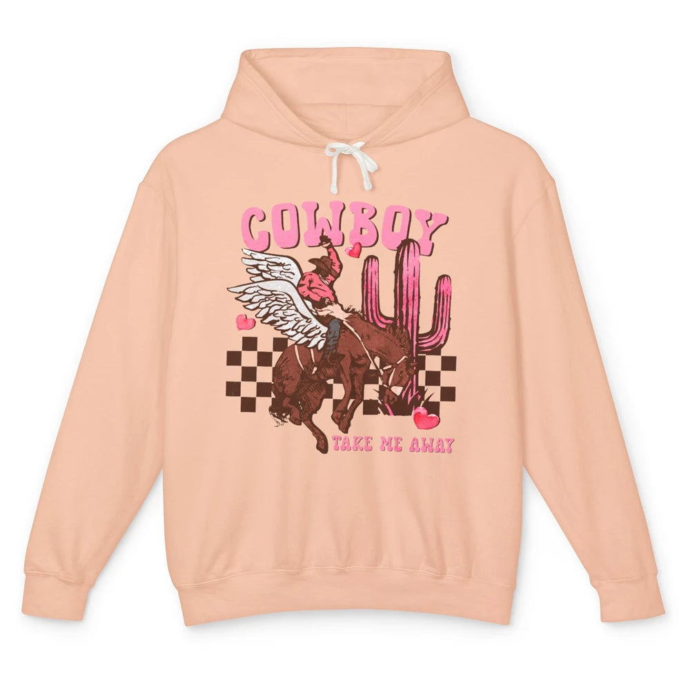 Take Me Away Valentine Cowboy Rodeo Horse Riding Western Unisex Lightweight Hoodie