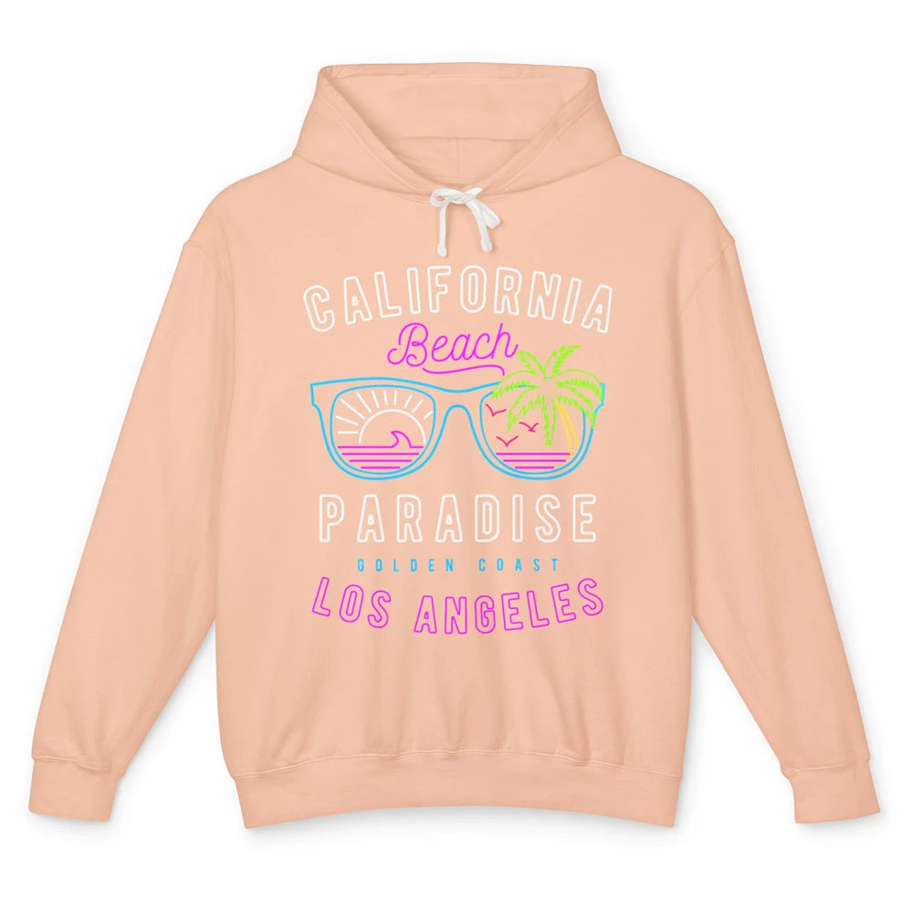 California Beach Paradise Los Angeles Golden Coast Neon 80s Unisex Lightweight Hoodie