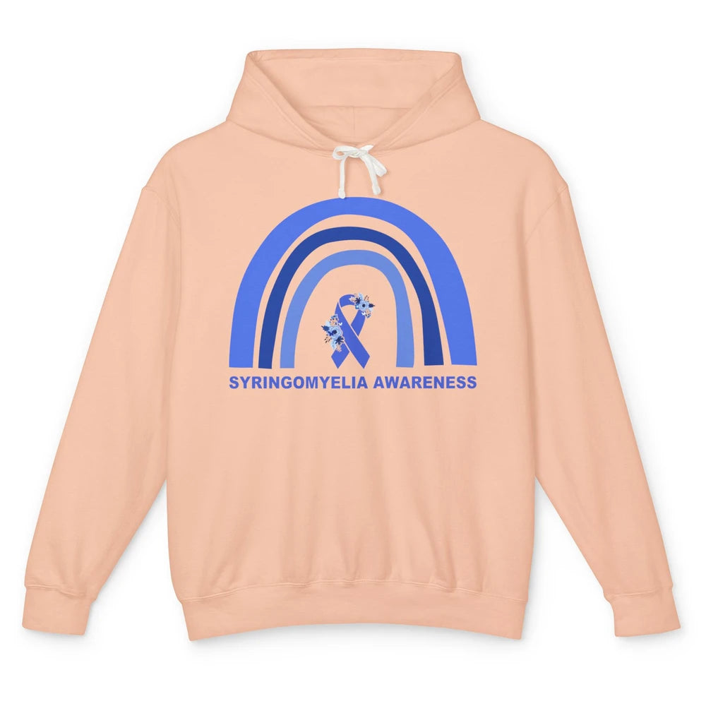 Syringomyelia Awareness Floral Blue Ribbon Rainbow Unisex Lightweight Hoodie