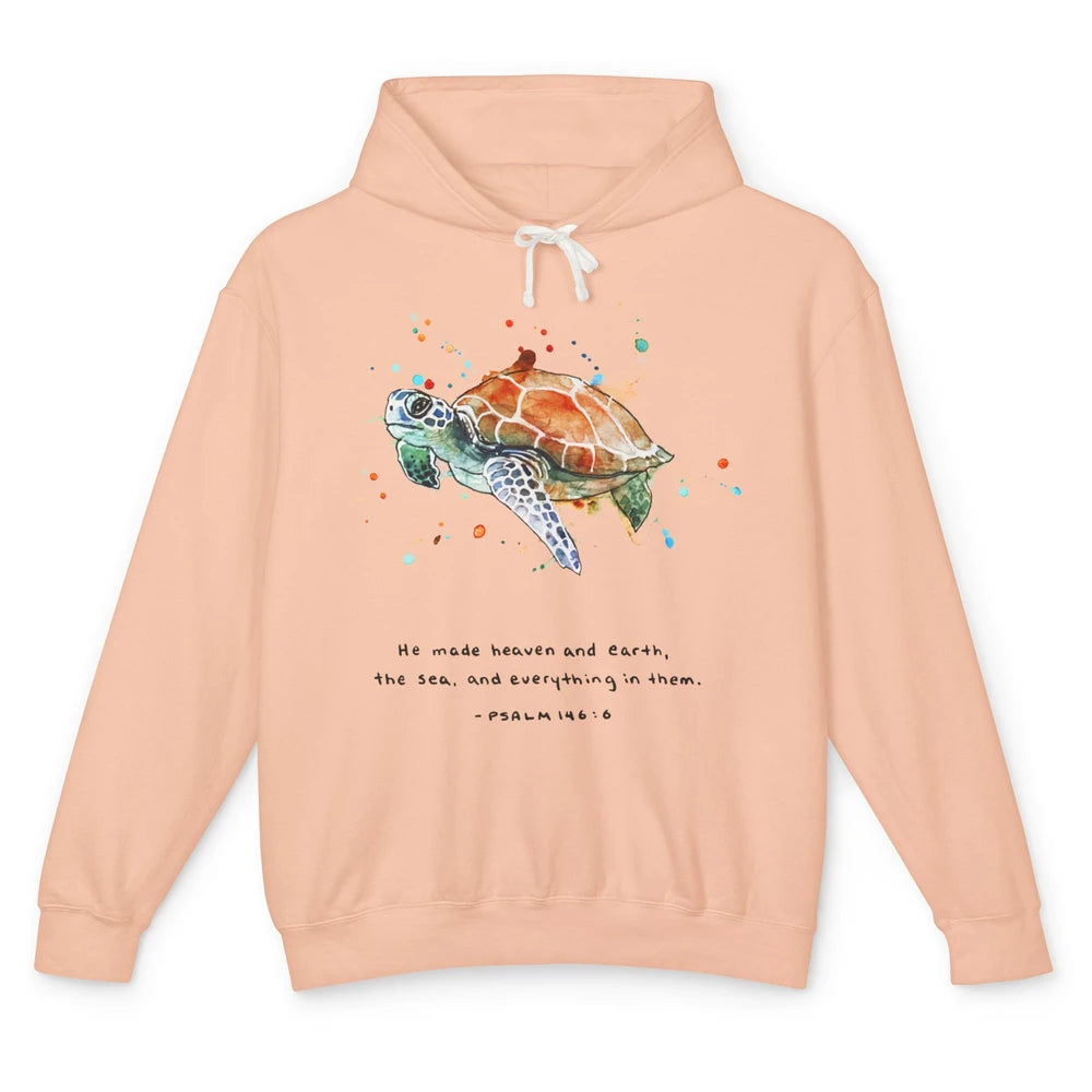 Christian He Made Heaven And Earth Sea Bible Verse Religious Unisex Lightweight Hoodie