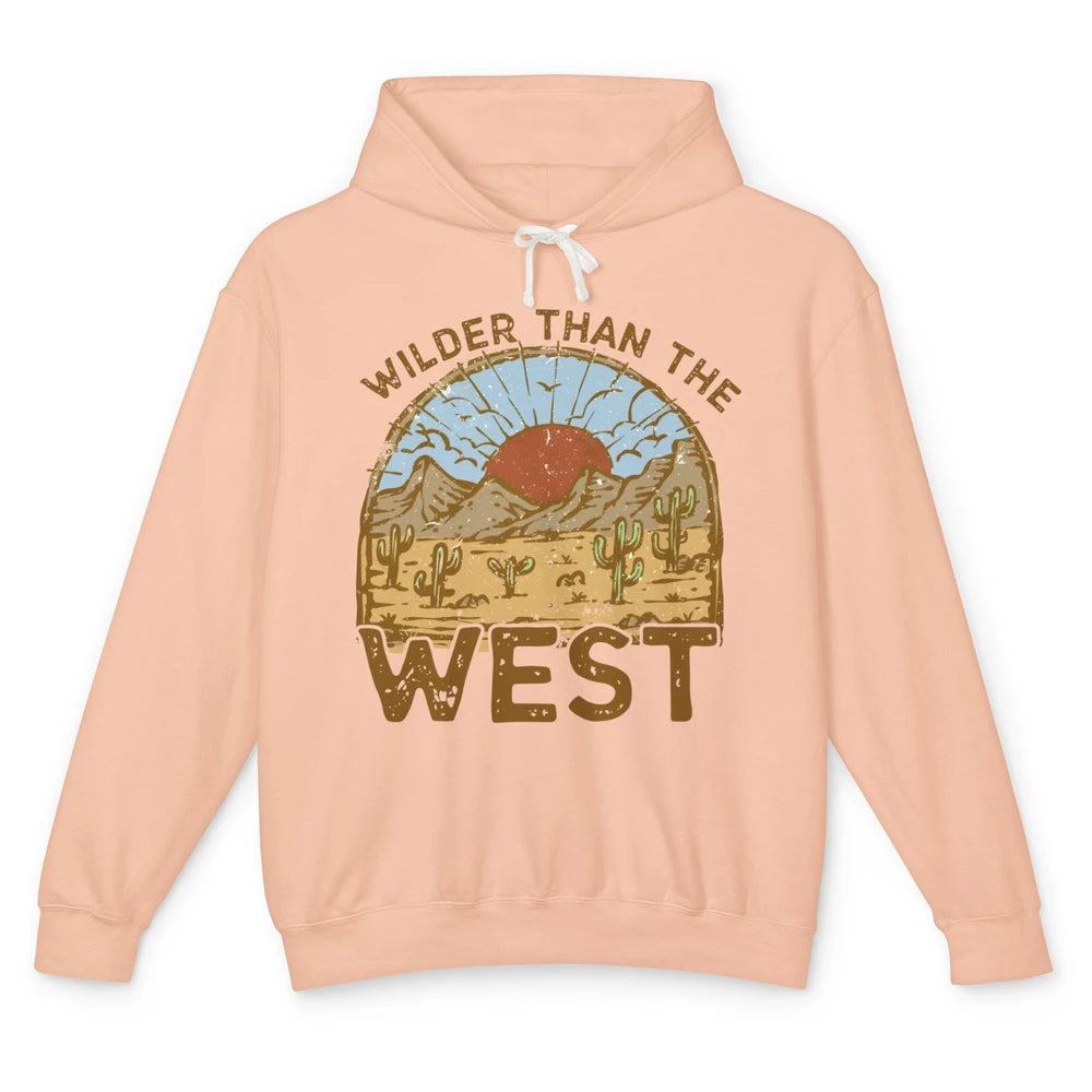 Retro Desert Sunrise Wilder Than The West Western Country Unisex Lightweight Hoodie