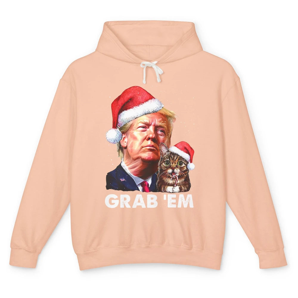 Funny Trump Cat Santa Grab' Em Trump Lovers Christmas Unisex Lightweight Hoodie