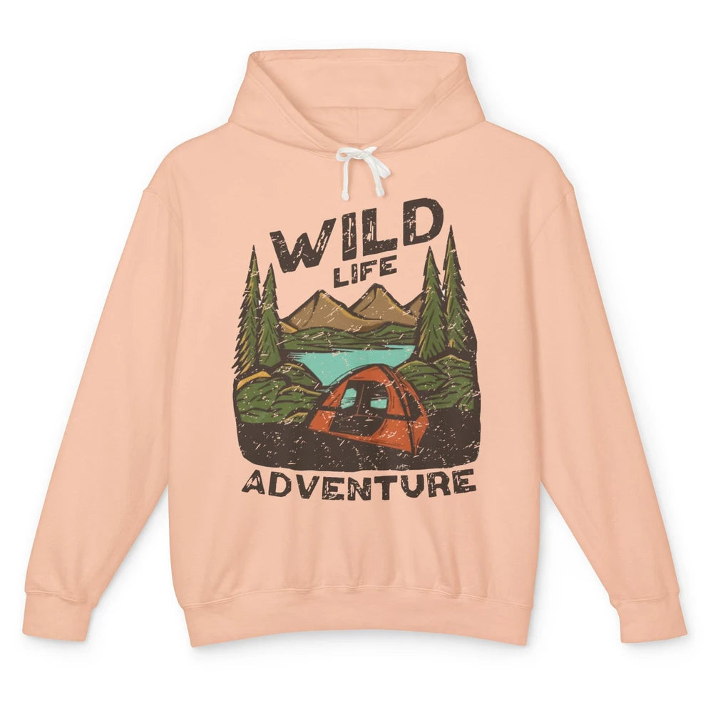 Wild Life Adventure Camping Mountain Wilderness Campfire Unisex Lightweight Hoodie