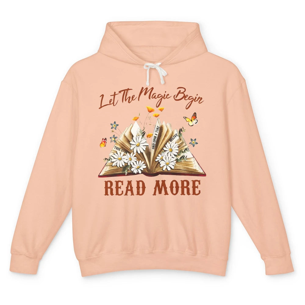 Aesthetic Read More Daisy Flowers Library Bookworm Butterfly Unisex Lightweight Hoodie