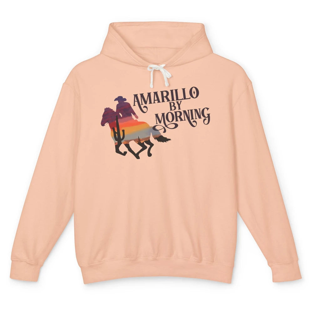 Retro Sunset Cowboy Amarillo By Morning Western Country Unisex Lightweight Hoodie