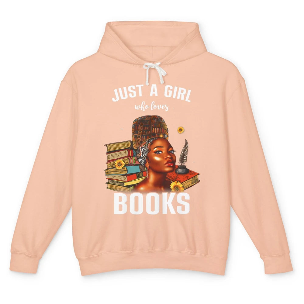 Black Girl Just A Girl Loves Books Magic Librarian Read Book Unisex Lightweight Hoodie