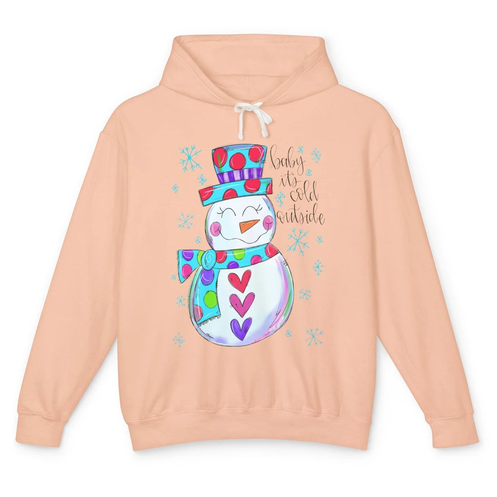 Winter Snowman Baby It's Cold Outside Christmas Hand Drawn Unisex Lightweight Hoodie