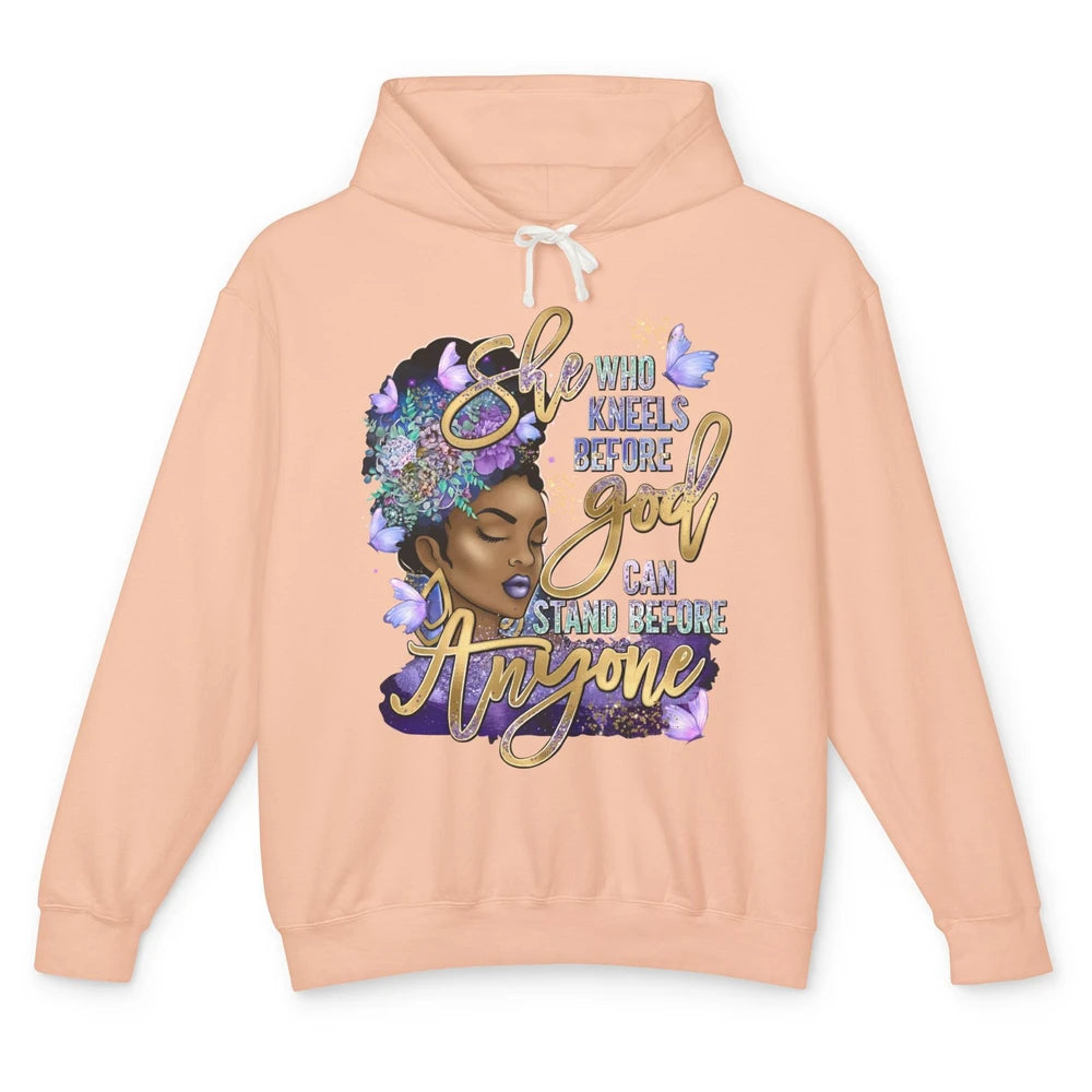 Black Girl She Who Kneels Before God Christian Afro Women Unisex Lightweight Hoodie