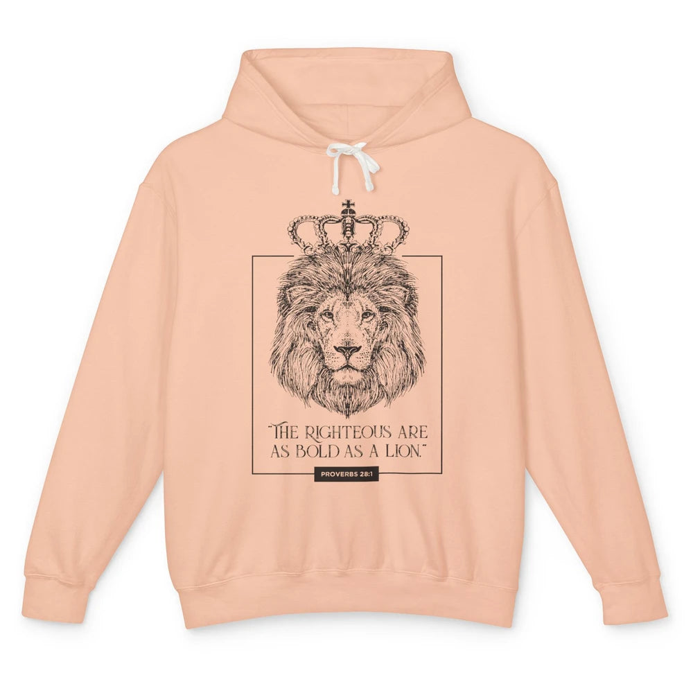 Lion Christian The Righteous Are Bold As A Lion Bible Verse Unisex Lightweight Hoodie