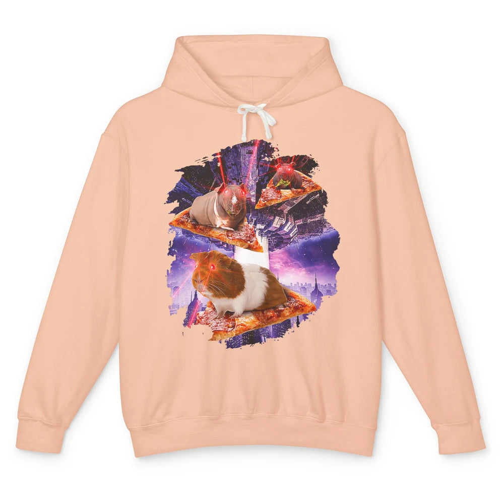 Funny Guinea Pig With Laser Eyes Space Galaxy Animal Hamster Unisex Lightweight Hoodie