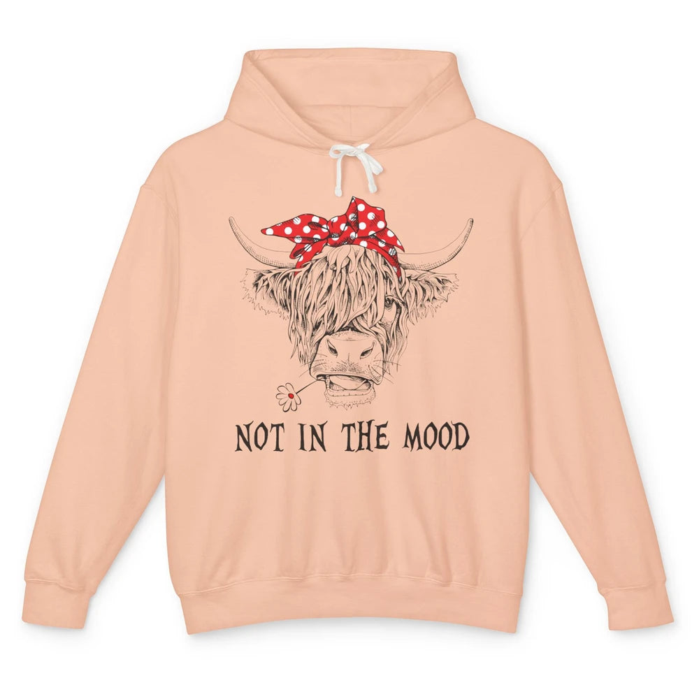 Funny Highland Cow Bandana Not In The Mood Western Cattle Unisex Lightweight Hoodie