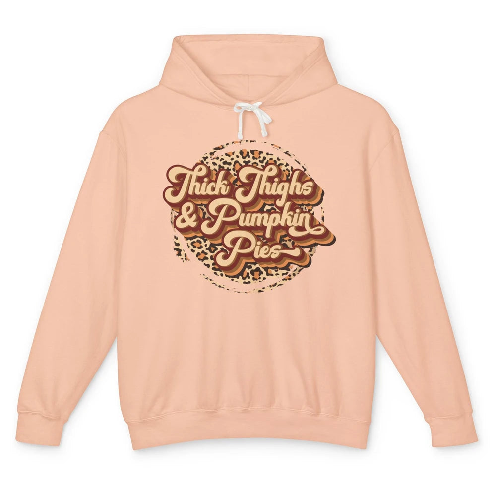 Leopard Thick Thighs and Pumpkin Pie Thanksgiving Halloween Unisex Lightweight Hoodie