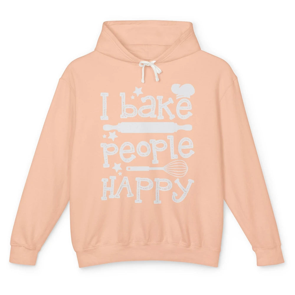 I Bake People Happy Chef Hat Baker Baking Retro Bakery Whisk Unisex Lightweight Hoodie