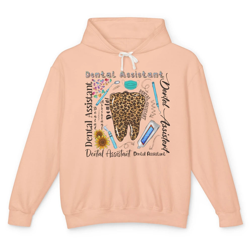 Dental Assistant Tooth Leopard Dentist Life Sunflower Nurse Unisex Lightweight Hoodie