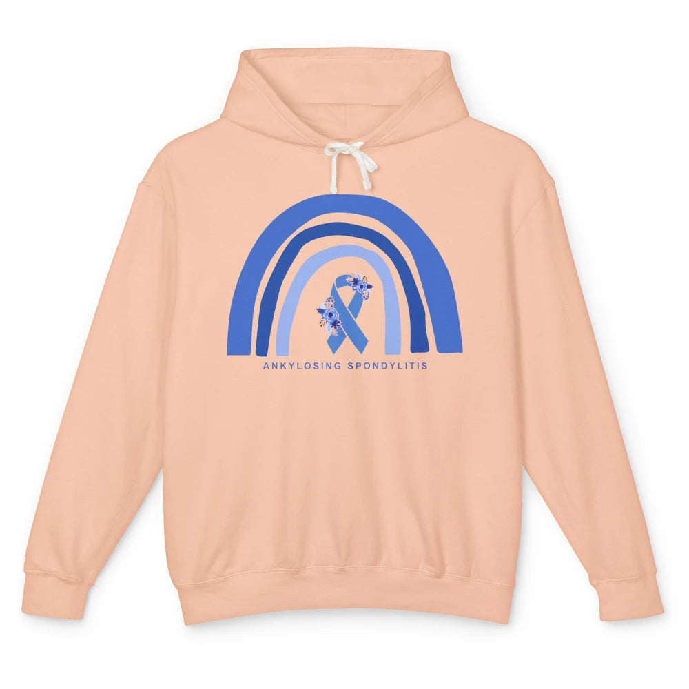 Ankylosing Spondylitis Awareness Support Floral Blue Ribbon Unisex Lightweight Hoodie