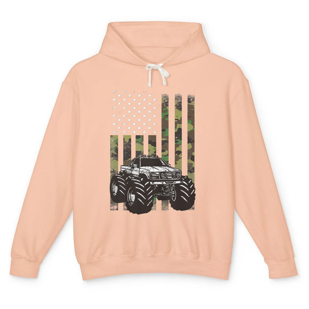 Truck Camo Flag Mud Ride Retro UTV SXS Racer Four Wheeler Unisex Lightweight Hoodie