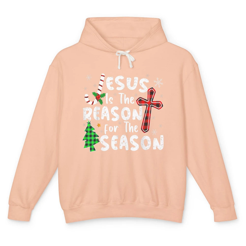 Merry Christmas Jesus The Reason For Season Xmas Cross Candy Unisex Lightweight Hoodie