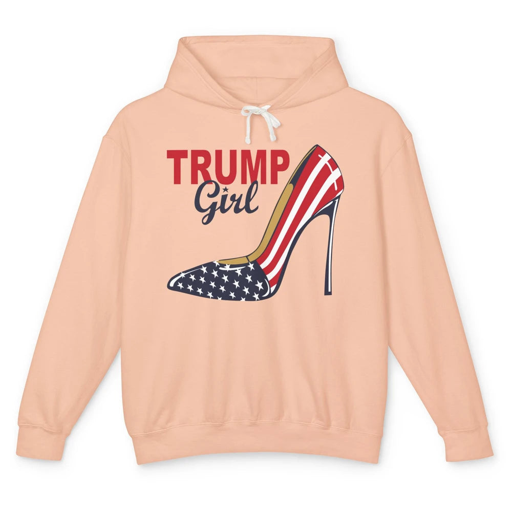 Trump Girl American Flag High Heels Republican Trump Support Unisex Lightweight Hoodie