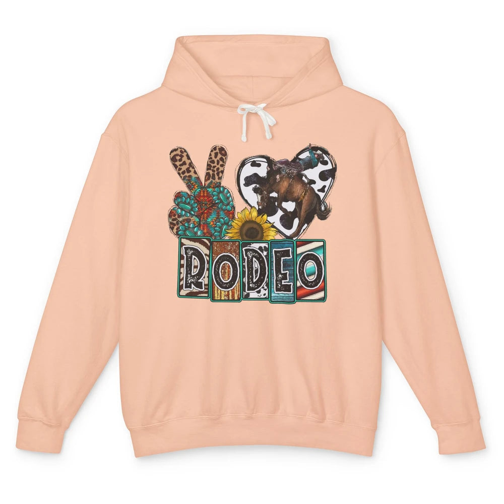 Sunflower Leopard Peace Love Rodeo Cowboy Western Country Unisex Lightweight Hoodie