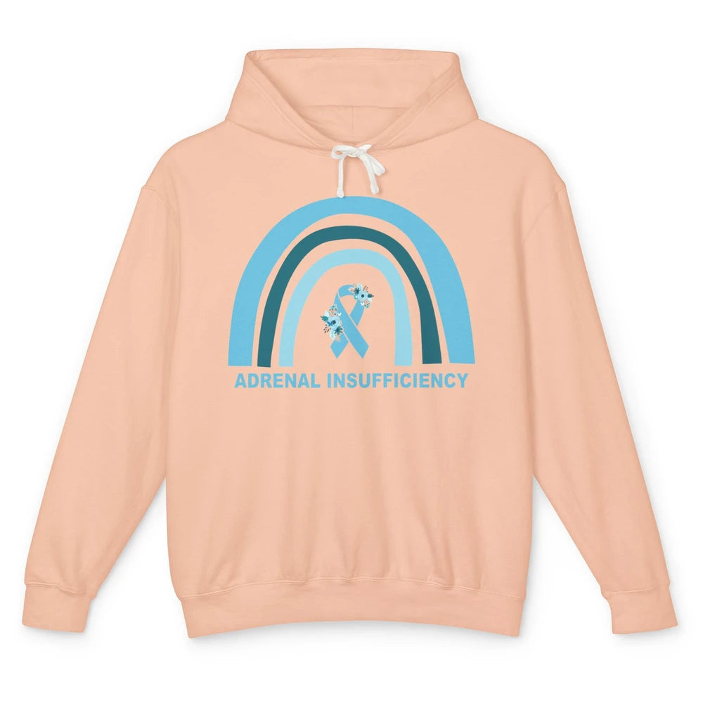 Adrenal Insufficiency Awareness Floral Blue Ribbon Rainbow Unisex Lightweight Hoodie