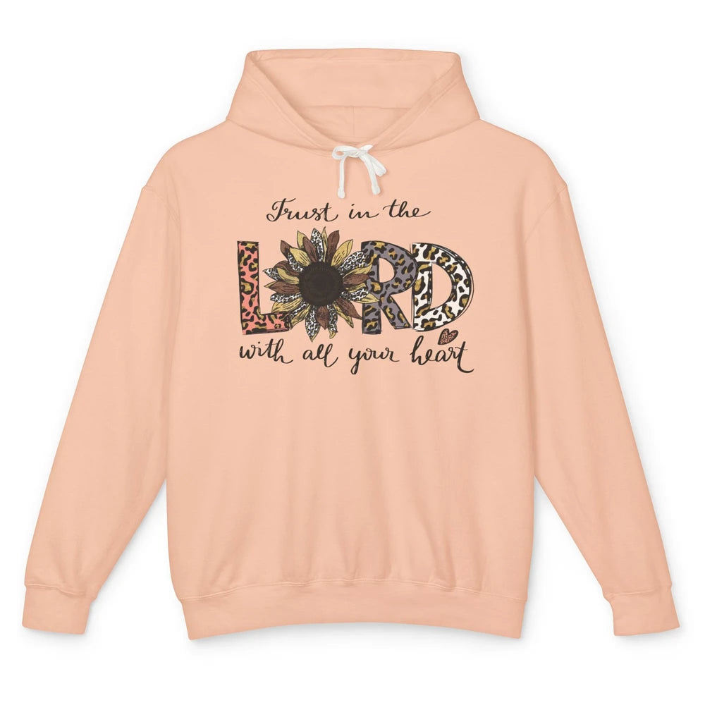 Trust In The Lord Love Christian Sunflower Leopard Jesus Unisex Lightweight Hoodie