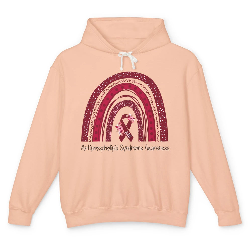 Antiphospholipid Syndrome Awareness APS Burgundy Rainbow Unisex Lightweight Hoodie