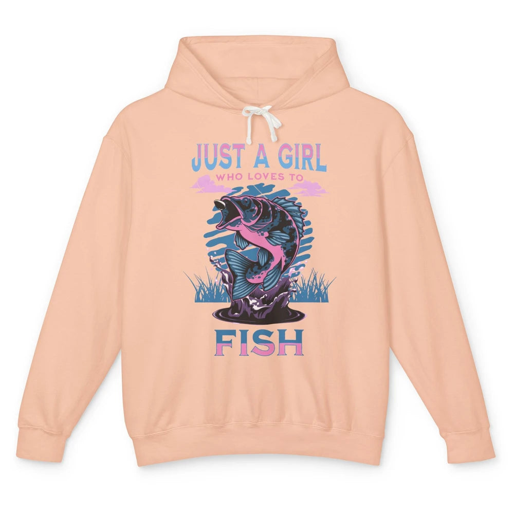 Fisherwoman Just A Girl Who Loves Fishing Reel Girls Fish Unisex Lightweight Hoodie