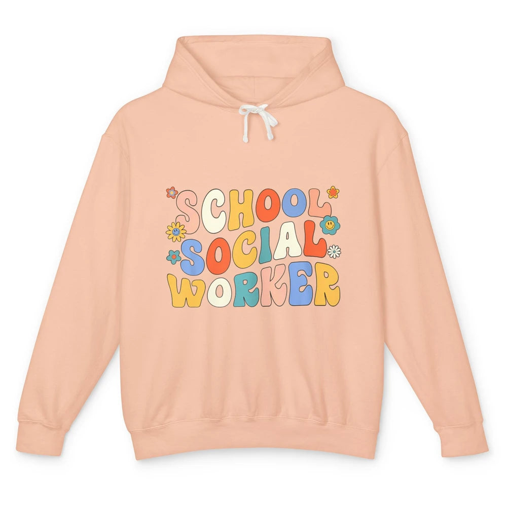 Groovy School Social Worker Retro 70s Teacher First Day Boho Unisex Lightweight Hoodie