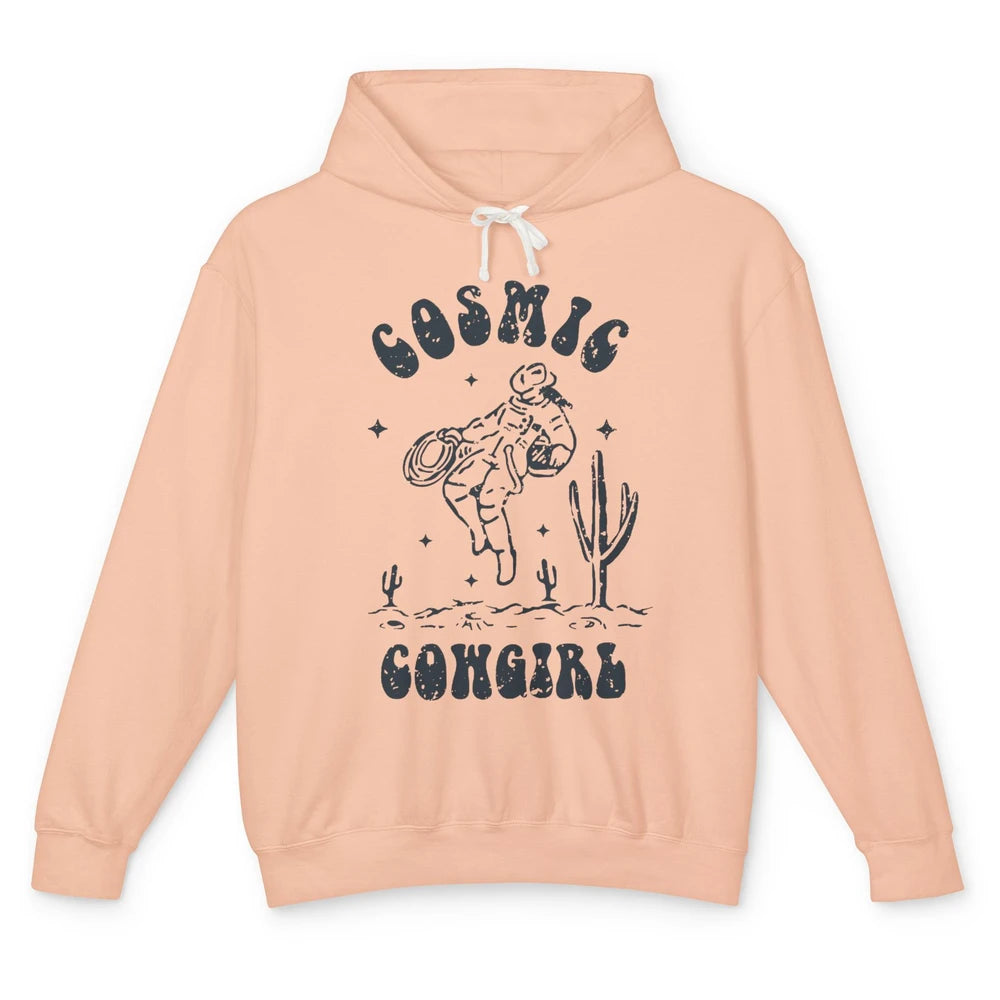 Retro Cowgirl In Space Cosmic Cowboy Western Country Cowgirl Unisex Lightweight Hoodie