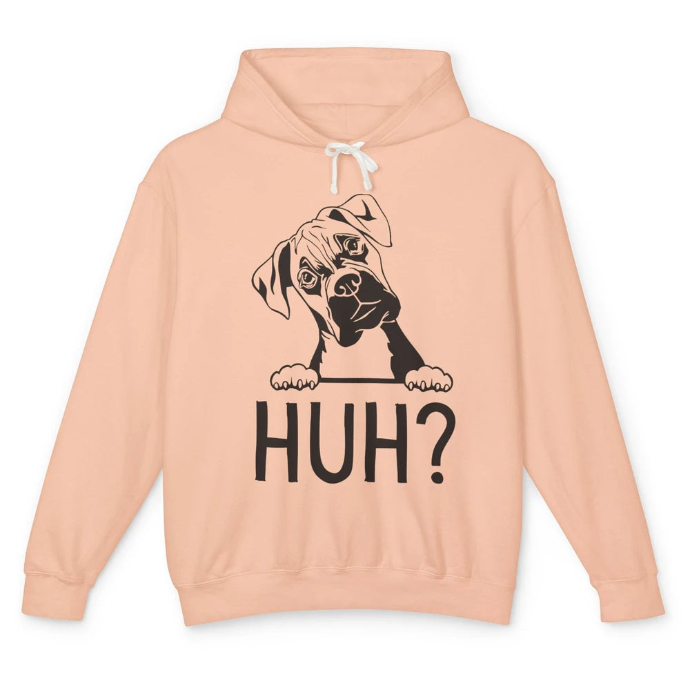 Funny Boxer Dog Black White Huh? Dog Boxer Lovers Gift Unisex Lightweight Hoodie